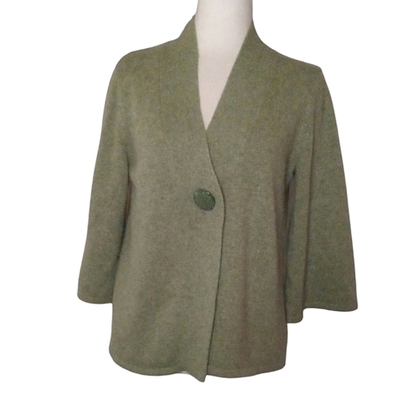 Tweeds Sage Green Single Button Wool Angora Blend Cardigan Size Large - Picture 1 of 6